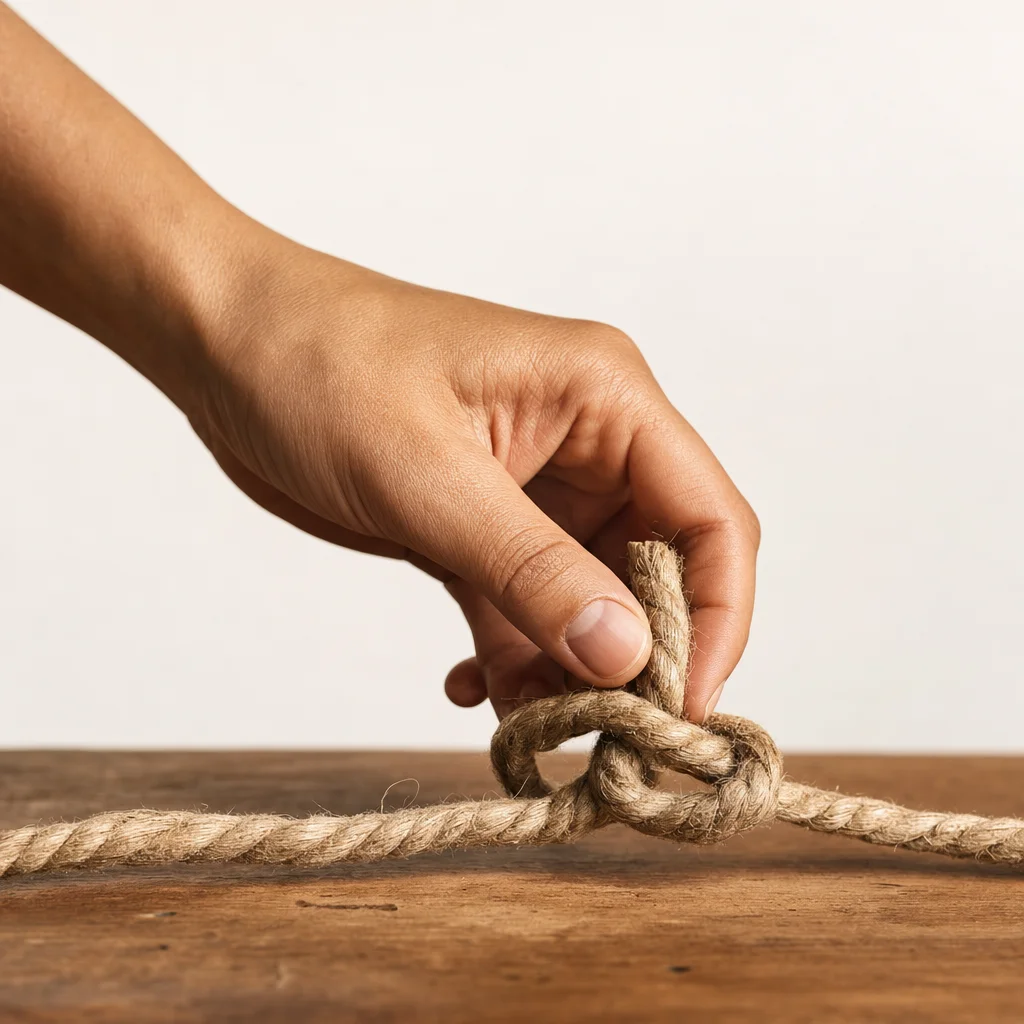 Shibari guide: natural jute rope and hands working a tie