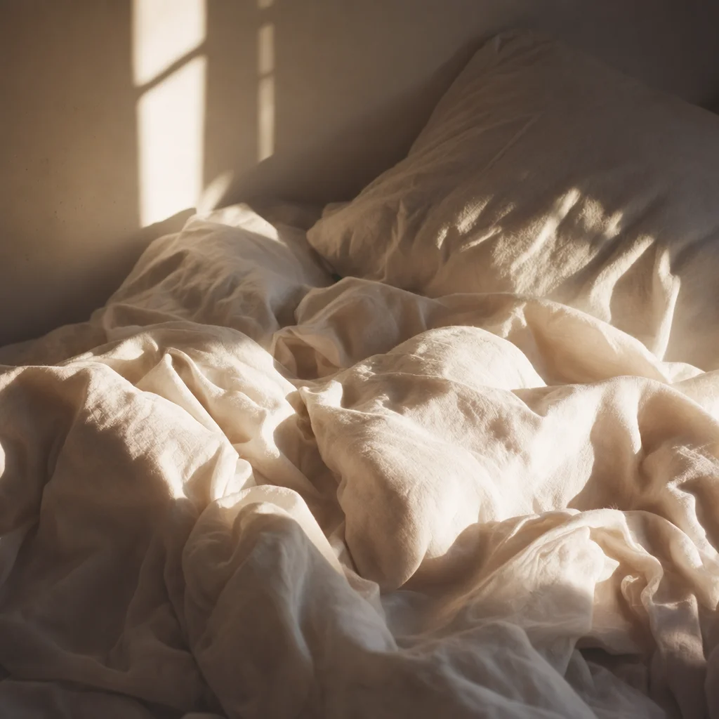Free use kink guide: rumpled white linen in soft morning window light