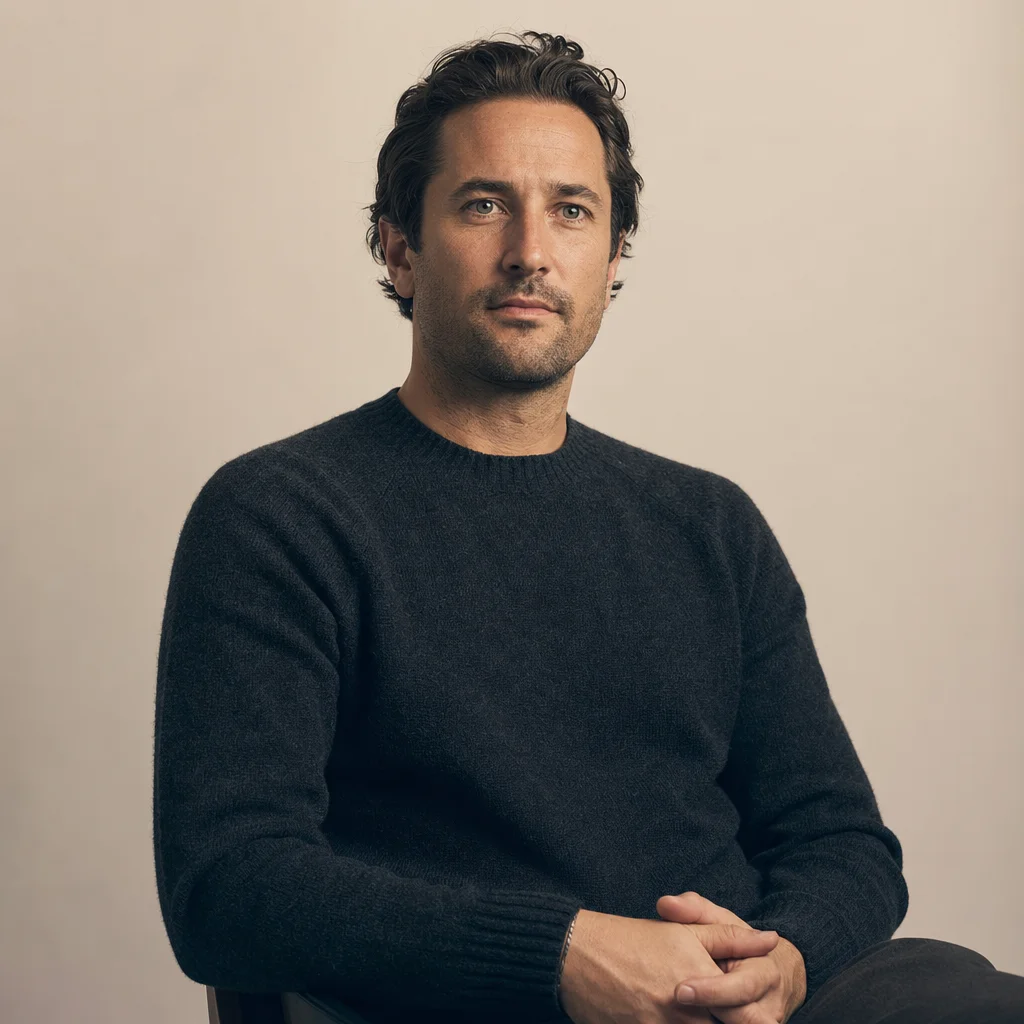 How to be a dominant guide: composed man in dark wool, Esquire-style editorial portrait