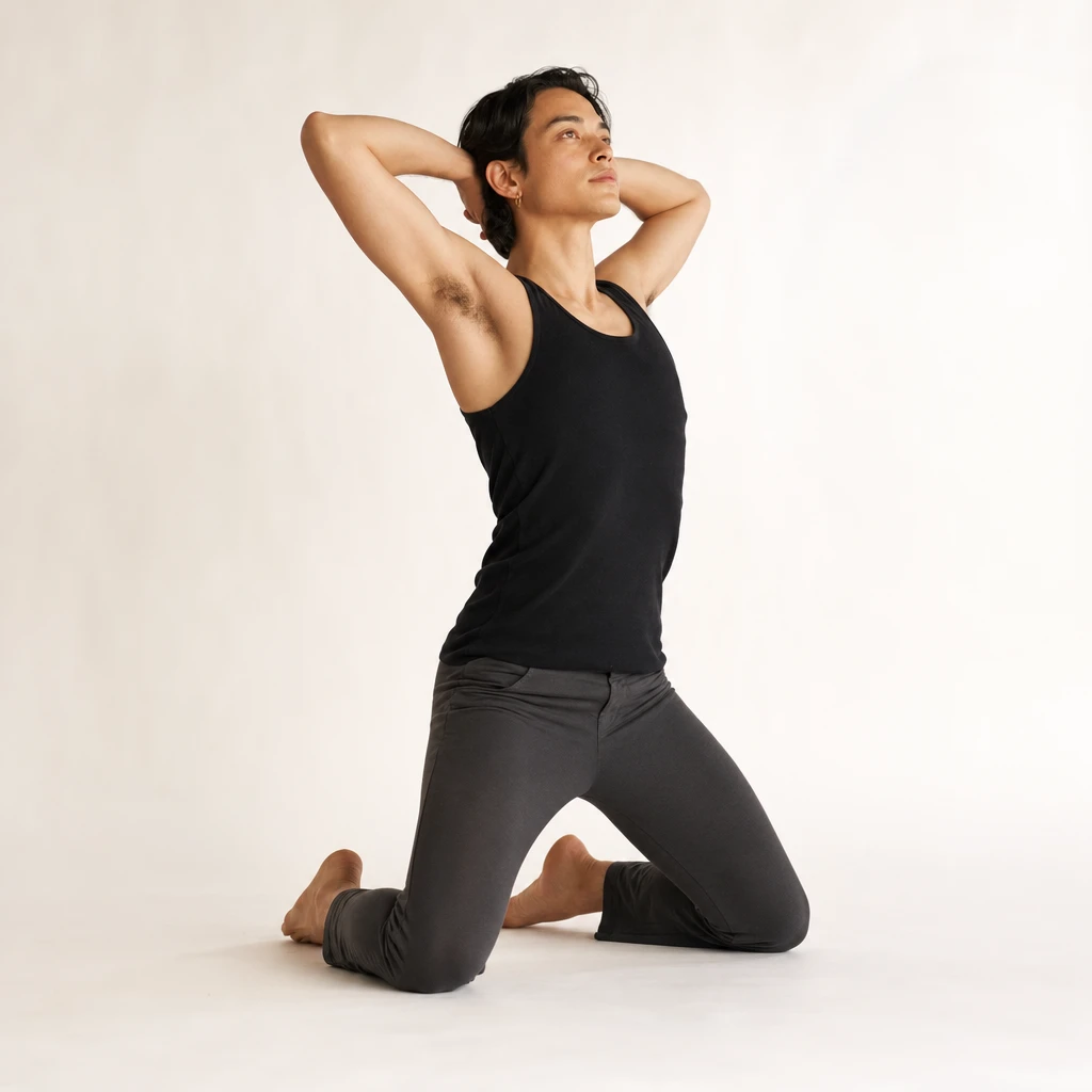 Submission pose: Present — kneeling inspection silhouette diagram